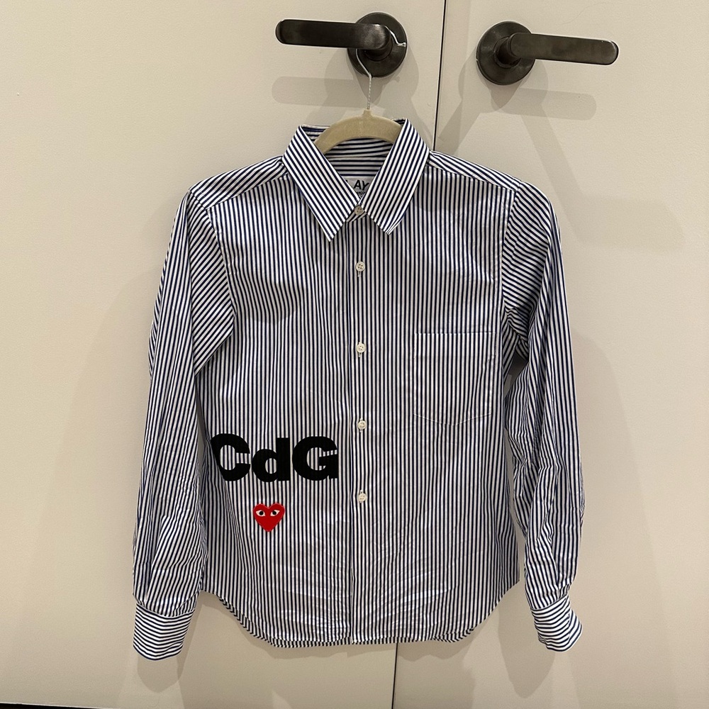 Comme des Garcons Blue Striped Button Down Shirt